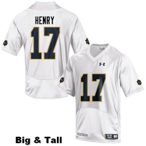 Notre Dame Fighting Irish Men's Nolan Henry #17 White Under Armour Authentic Stitched Big & Tall College NCAA Football Jersey LLS6799MR